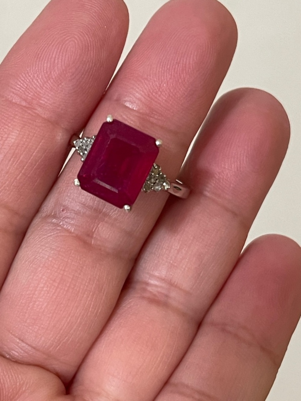 Certified Natural Mozambique Ruby Gemstone & Diamond Accent S7 Ring 925 Silver